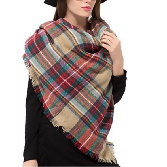 PLAID PRINT OVERSIZED BLANKET SCARF - Picture 2 of 2
